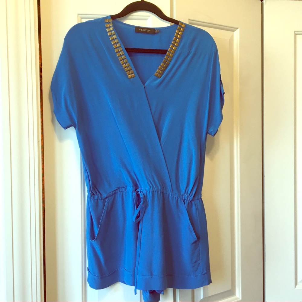 MM Couture blue silk romper